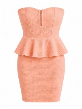 2B Bebe Strapless Peach Peplum Dress Sz LG WORN ONCE!